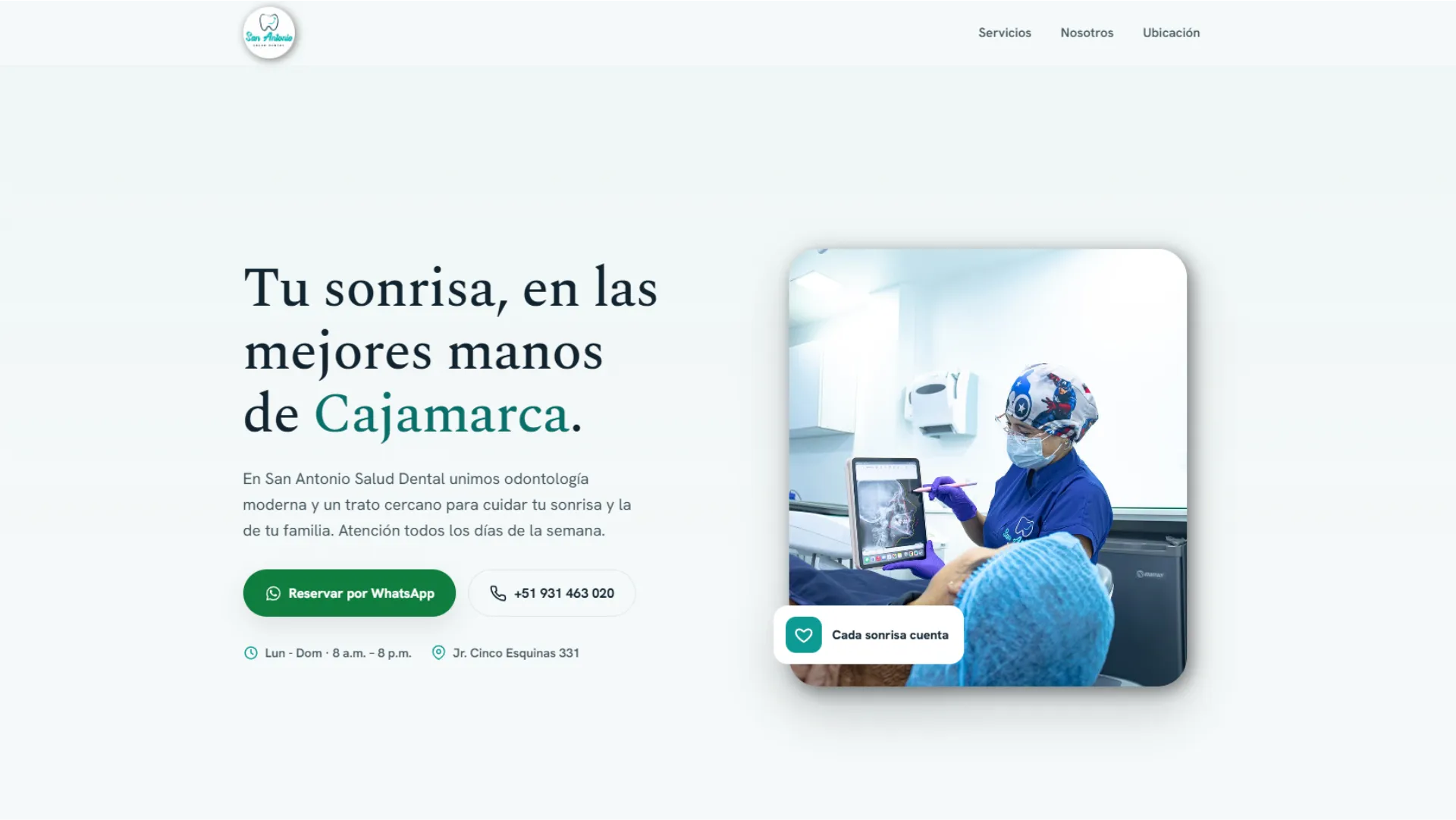 Landing page built for a medical practice